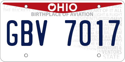 OH license plate GBV7017
