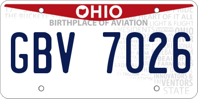OH license plate GBV7026