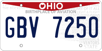 OH license plate GBV7250
