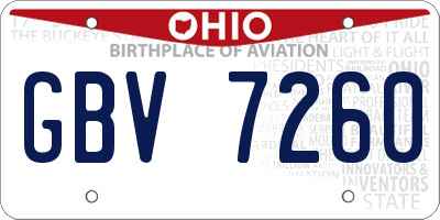 OH license plate GBV7260