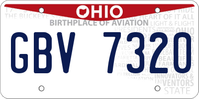 OH license plate GBV7320