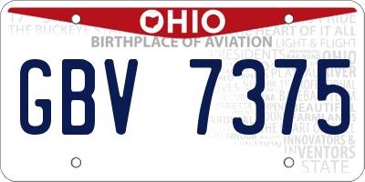 OH license plate GBV7375