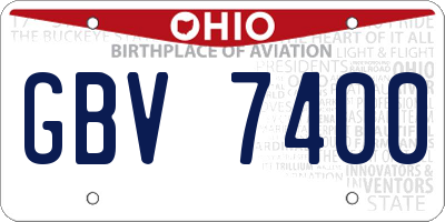OH license plate GBV7400