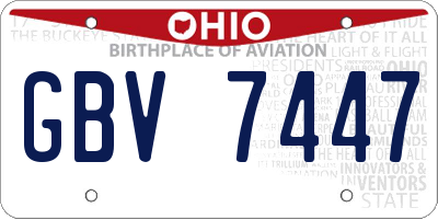 OH license plate GBV7447