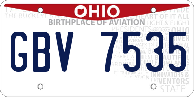 OH license plate GBV7535