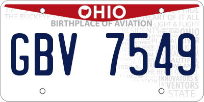 OH license plate GBV7549
