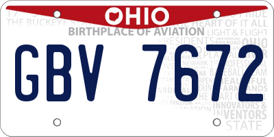 OH license plate GBV7672