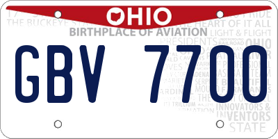 OH license plate GBV7700