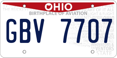 OH license plate GBV7707
