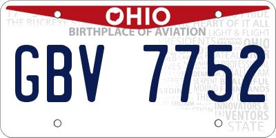 OH license plate GBV7752