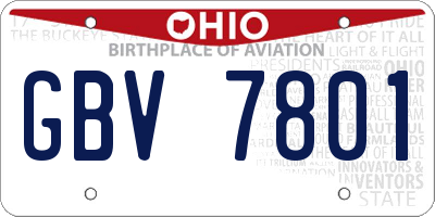 OH license plate GBV7801