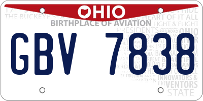 OH license plate GBV7838
