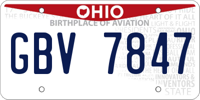 OH license plate GBV7847