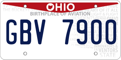 OH license plate GBV7900