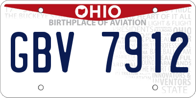 OH license plate GBV7912
