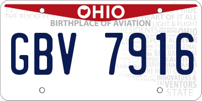 OH license plate GBV7916