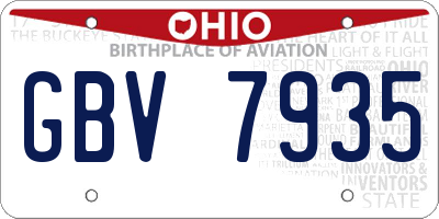 OH license plate GBV7935