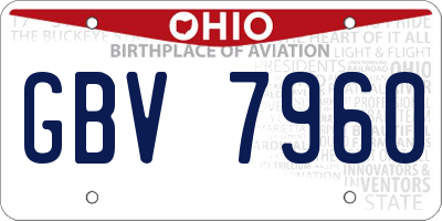 OH license plate GBV7960
