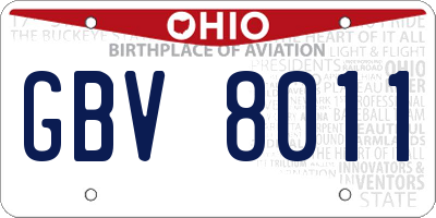 OH license plate GBV8011