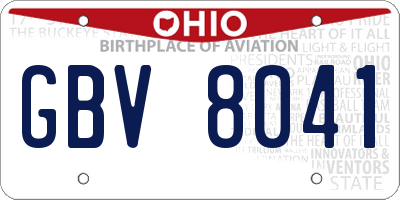 OH license plate GBV8041