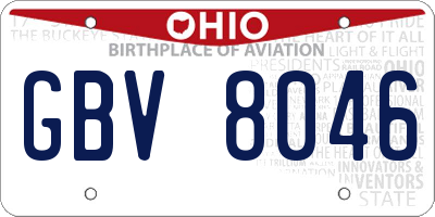 OH license plate GBV8046