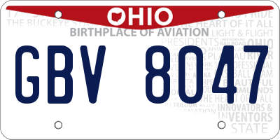 OH license plate GBV8047