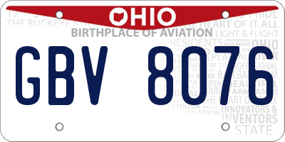 OH license plate GBV8076