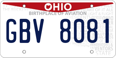 OH license plate GBV8081