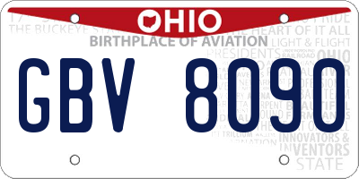 OH license plate GBV8090