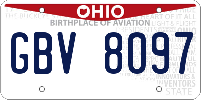 OH license plate GBV8097