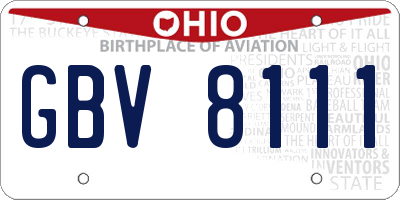 OH license plate GBV8111