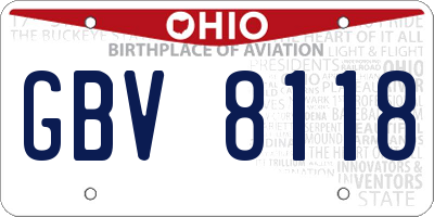 OH license plate GBV8118