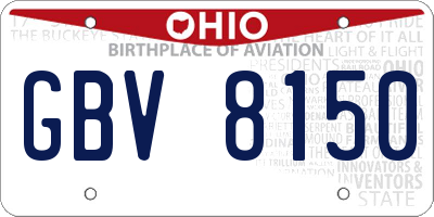 OH license plate GBV8150