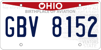 OH license plate GBV8152