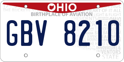 OH license plate GBV8210