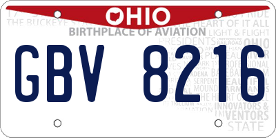 OH license plate GBV8216