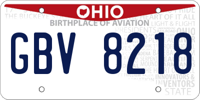 OH license plate GBV8218