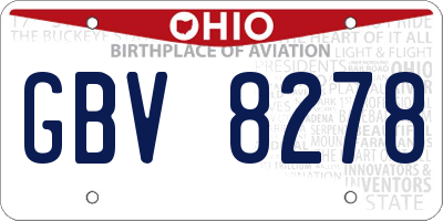 OH license plate GBV8278