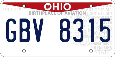 OH license plate GBV8315
