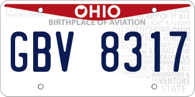 OH license plate GBV8317