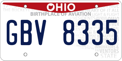 OH license plate GBV8335