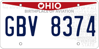 OH license plate GBV8374