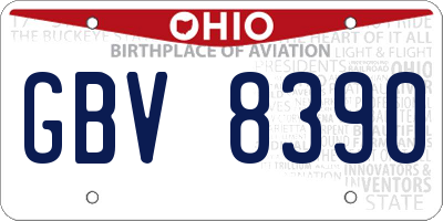 OH license plate GBV8390