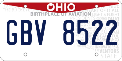 OH license plate GBV8522