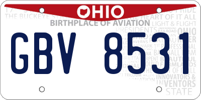OH license plate GBV8531
