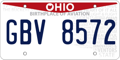 OH license plate GBV8572