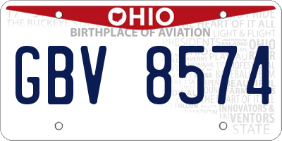 OH license plate GBV8574