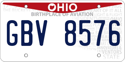 OH license plate GBV8576