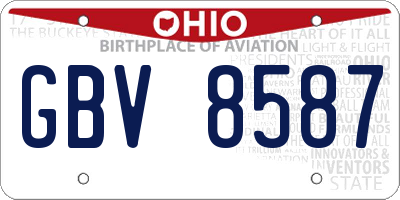 OH license plate GBV8587