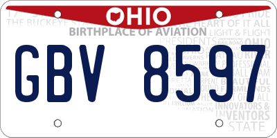 OH license plate GBV8597